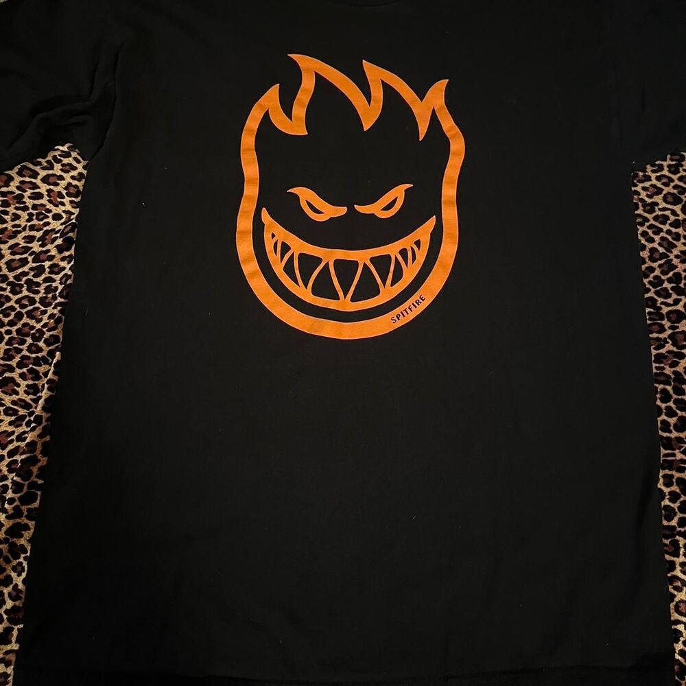 Spitfire Men's Black and Orange T-shirt